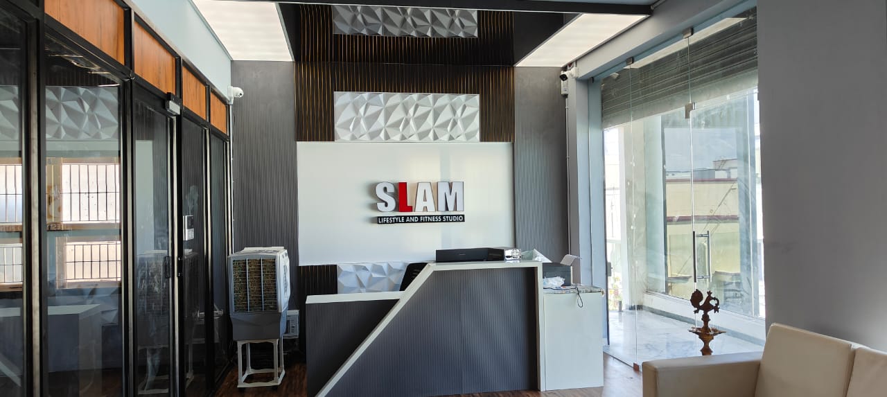 rk enterprises lacquer ceilings in slam lifestyle and fitness studio