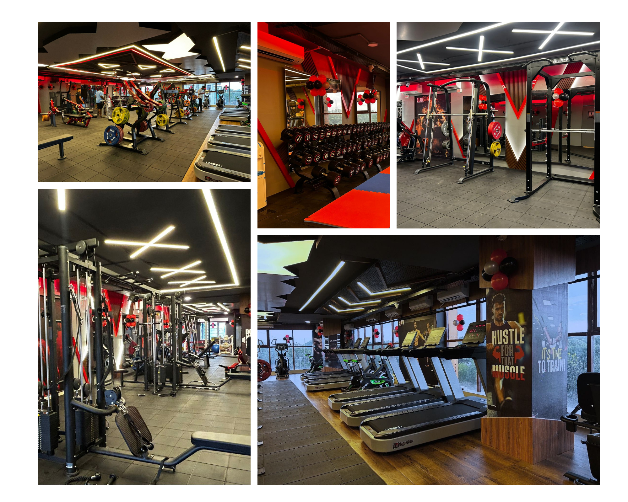 gym interior designing and premium ceiling design | Rk Enterprises