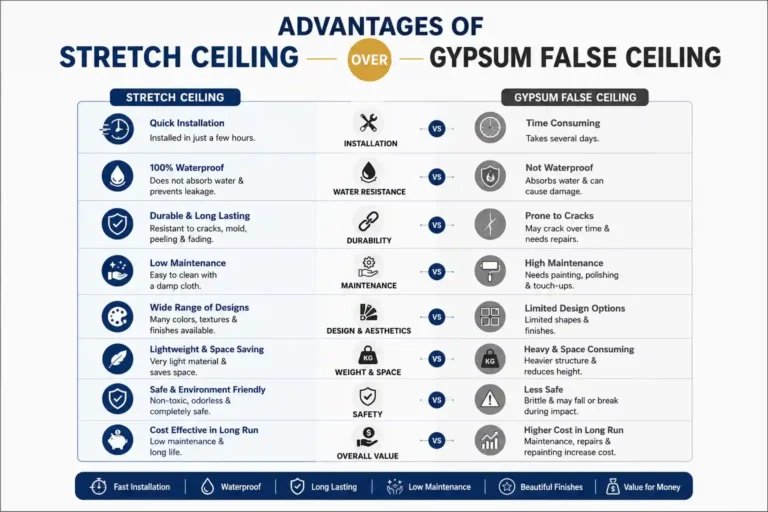 Advantages of Stretch Ceiling Over Gypsum False Ceiling